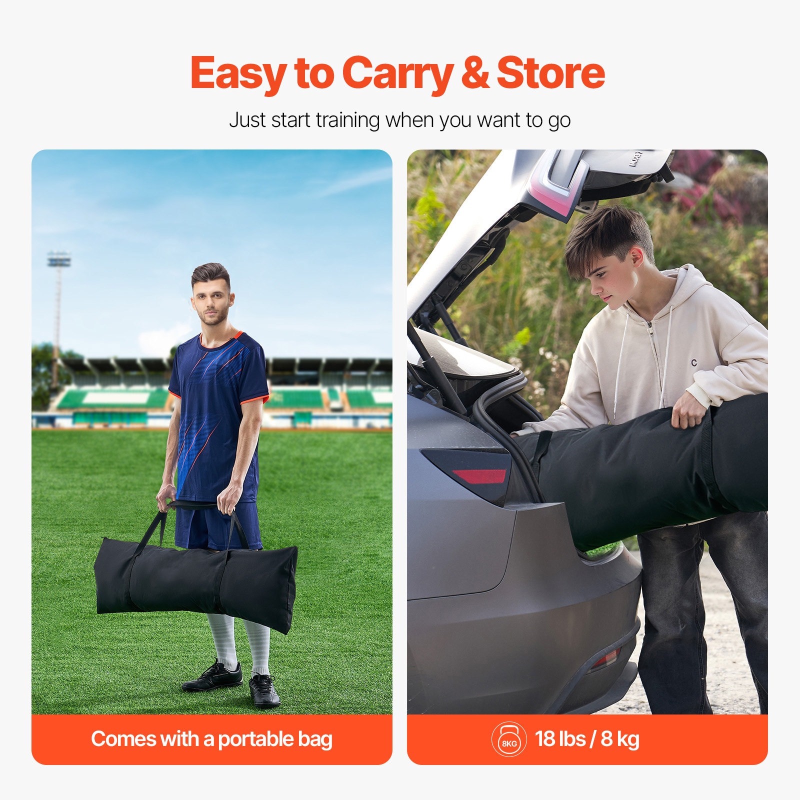 6x4FT Soccer Rebound Trainer Soccer Training Equipment Double-Sided Net_voghion.com